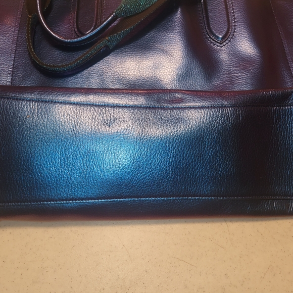 Coach Mermaid Blue Leather Tote Bag - Picture 10 of 11